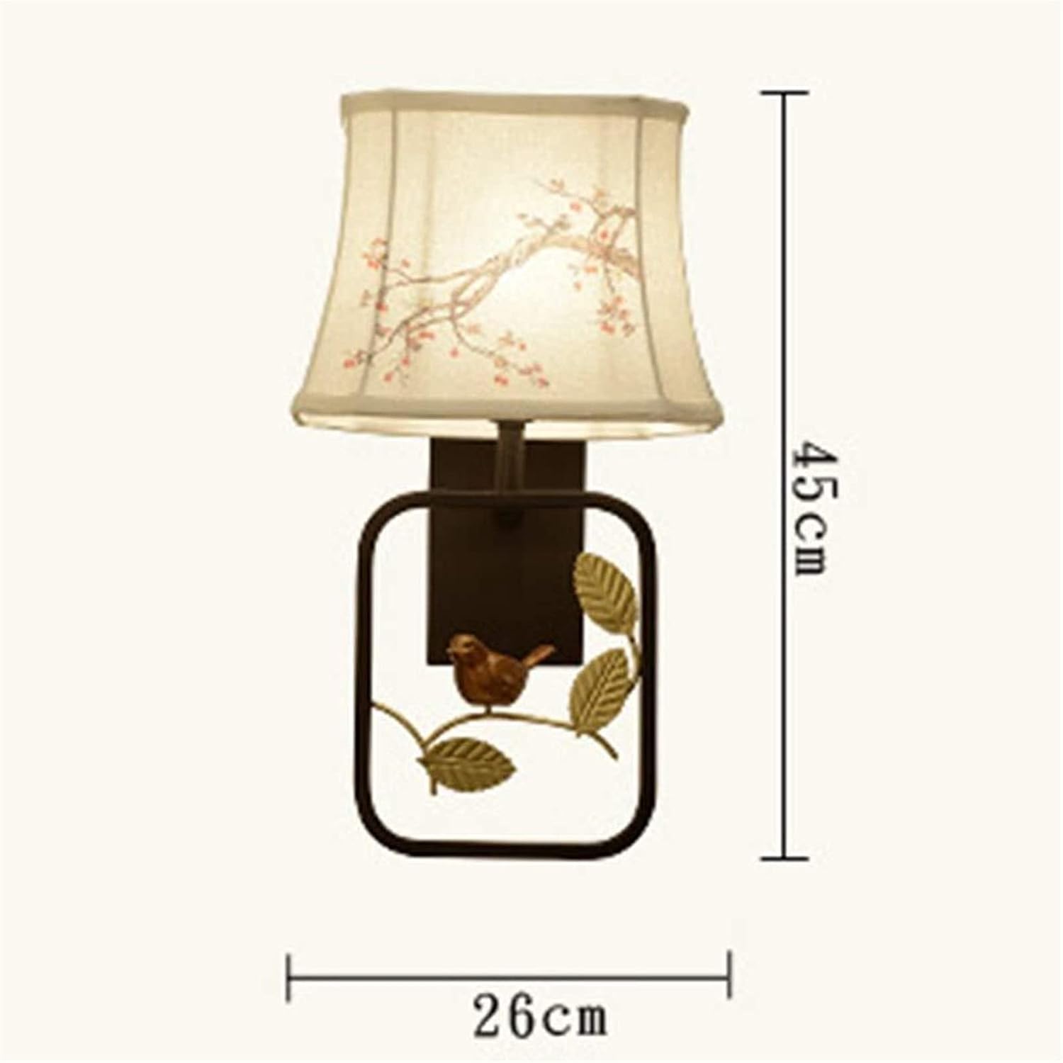 Modern Chinese Style Minimalist Bedroom Bedside Lamp Wall Lamp Indoor Toilet Black Wrought Iron Lighthouse Fabric Lampshade 1 Light Source Aisle Stairs Corridor Wall Lamp 46 * 26cm Elegant