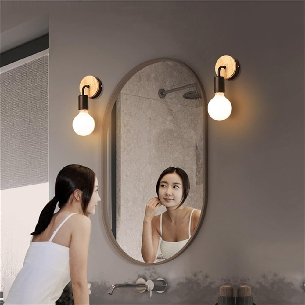 Nordic Solid Single Head Wall Lamp Modern Wrought Iron Wall Sconce Bedroom Bedside Wall Light Fixture Wall Mount Lighting for Corridor Aisle Vanity Mirror Decoration(White)(White)