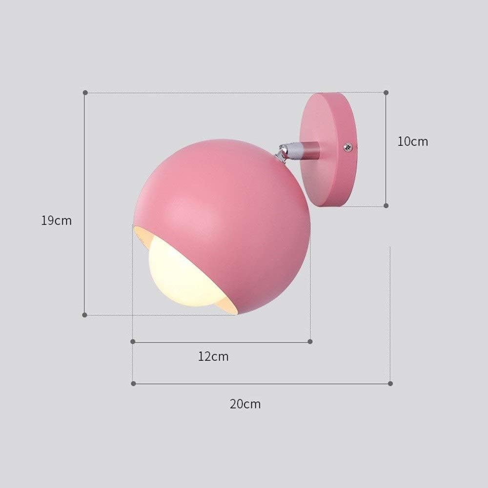 Wall lamp, Clothing Store Coffee Shop 180 Degree Adjustment Wrought Iron Wall Light Fixtures Bedroom Study Girl Room Wall Sconces E27 Screw Aisle Corridor Decorative Lighting Wall Lamp(Pink)