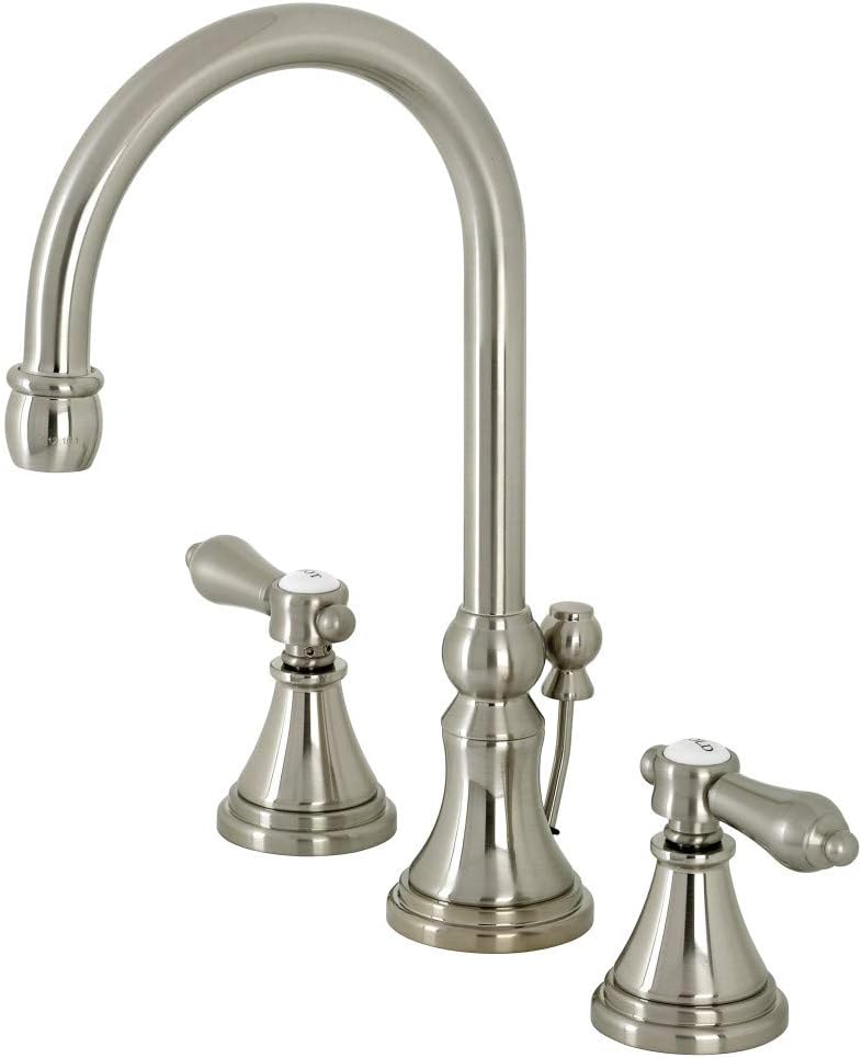 Kingston Brass KS2988BAL Heirloom Widespread Bathroom Faucet with Brass Pop-Up, Brushed Nickel