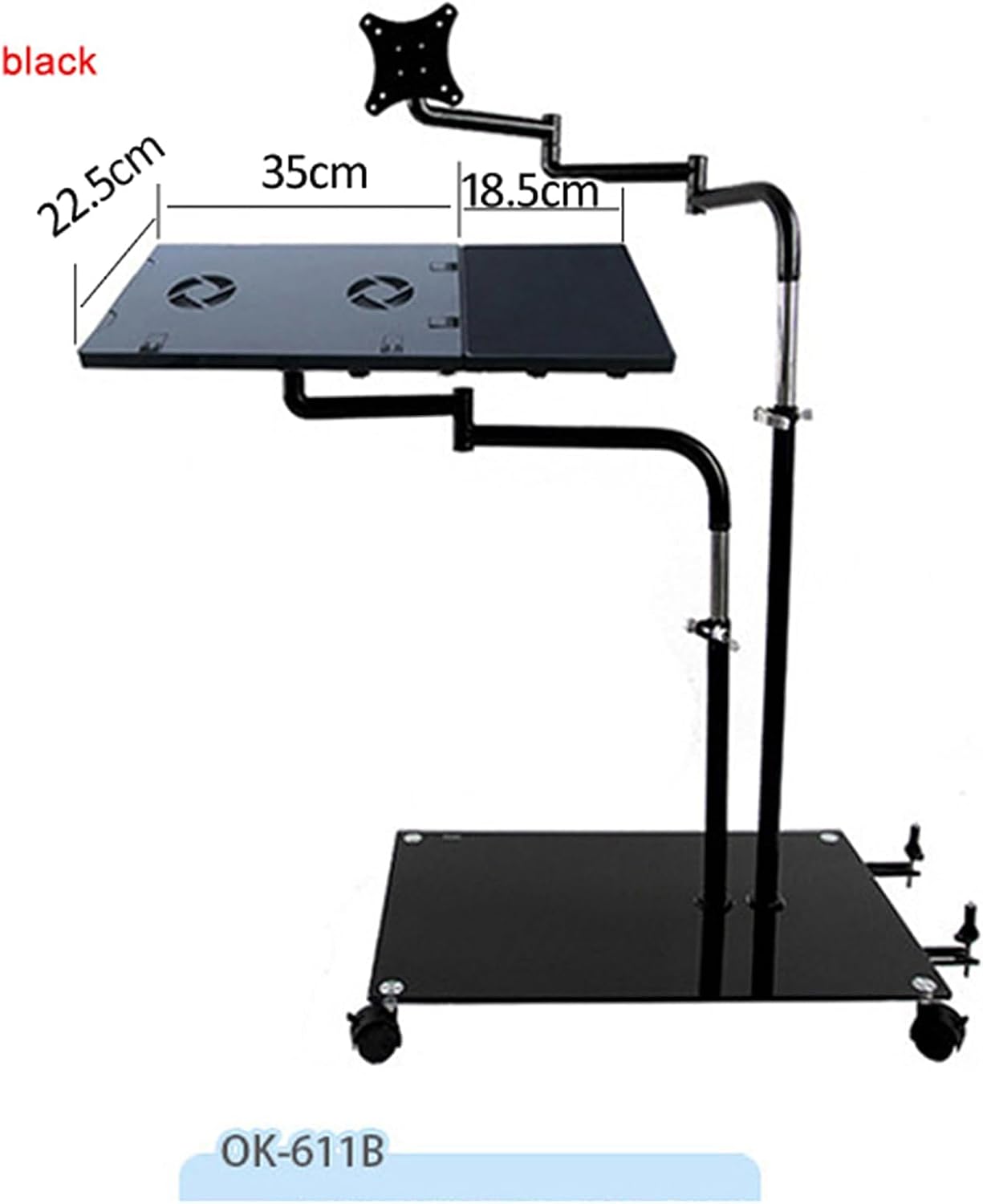 OK610 OK611 - Bedside Moving Laptop Stand Adjustable Sofa Computer Monitor Holder Mount +Keyboard Holder Rotating Laptop Table Lapdesks (OK611W)