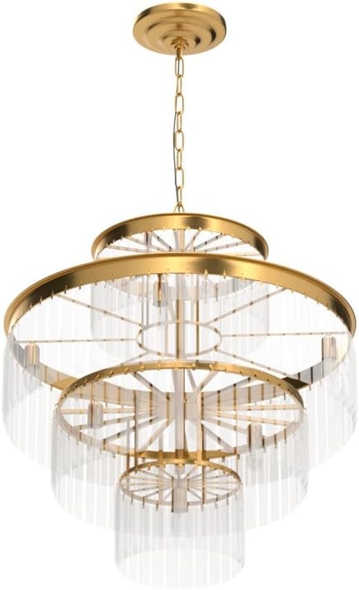 Modern Style Crystal Chandeliers & LightsRound Hanging Classic, Pendant Ceiling Chandelier Lighting Fixture 4-Tier for Dining Room Living Room(Gold Orange,20 inch)