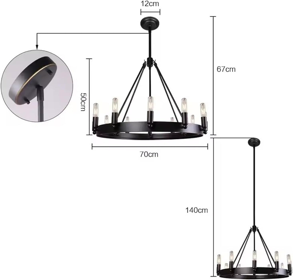 Industrial Vintage Black Chandelier for Kitchen Bedroom Living Room Indoor Lighting Retro Wrought Iron Antique Pendant Lights,Dining Light Fixtures