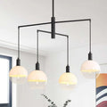 GlowHub Modern Black Chandelier with Milk White Glass Globe Shades 30' 4-Light Pendant Light Mid-Century Sputnik Chandelier Cluster Hanging Light Fixture for Dining Room Entryway Kitchen