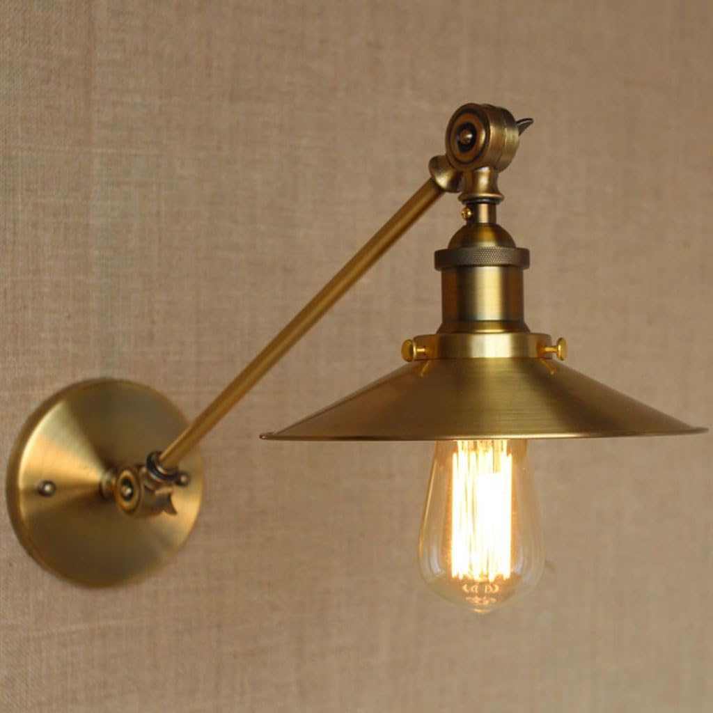 Wall Lamp Bathroom Lighting Wrought Iron Bedroom Lighting Retro Wall Lamps Simple Personality Creative Wall Lamps Outdoor Wall Lamps Wall Lamp for Bedroom(Brass)