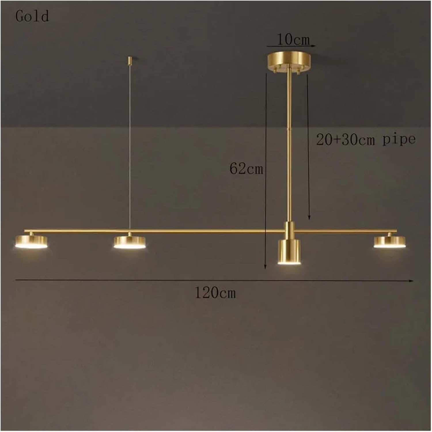 Wrought Iron led Chandelier Modern Black Gold Long Strip 4 Lights Dining Room Kitchen bar - Hanging Light fixtures, Single Chandelier