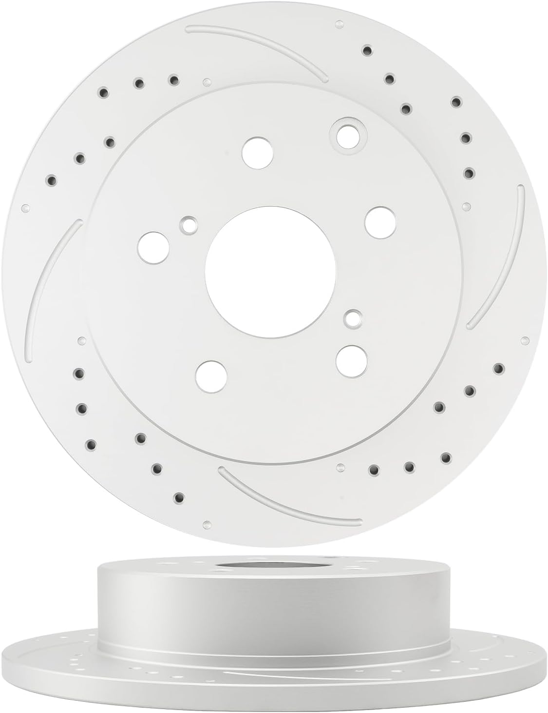 Torchbeam Brake and Rotor Kit Front and Rear Brake Pads Brake Rotors Ceramic Compatible with Toyota RAV4 2006-2008 2.4L, Drilled Slotted 10.82'' (275mm) Front and 11.06'' (281mm) Rear Rotor