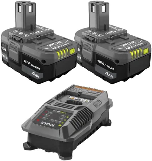 Ryobi ONE+ 18V Lithium-Ion 4.0 Ah Battery (2-Pack) with 18V Lithium-Ion Charger