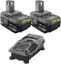 Ryobi ONE+ 18V Lithium-Ion 4.0 Ah Battery (2-Pack) with 18V Lithium-Ion Charger