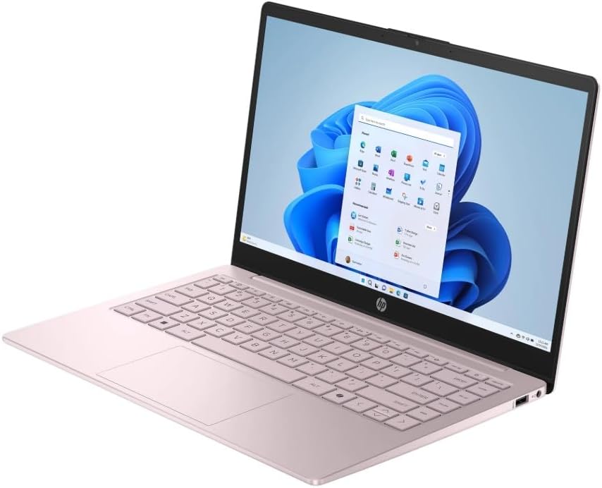 HP Student Laptop, Intel Processor N150(up to 3.6 GHz), 14 Inch LED Screen,8G RAM, 256GB Storange (128GB UFS+128GB MSD),One Year Office 365, Windows 11 Home,w/YYY Bundle,Pink