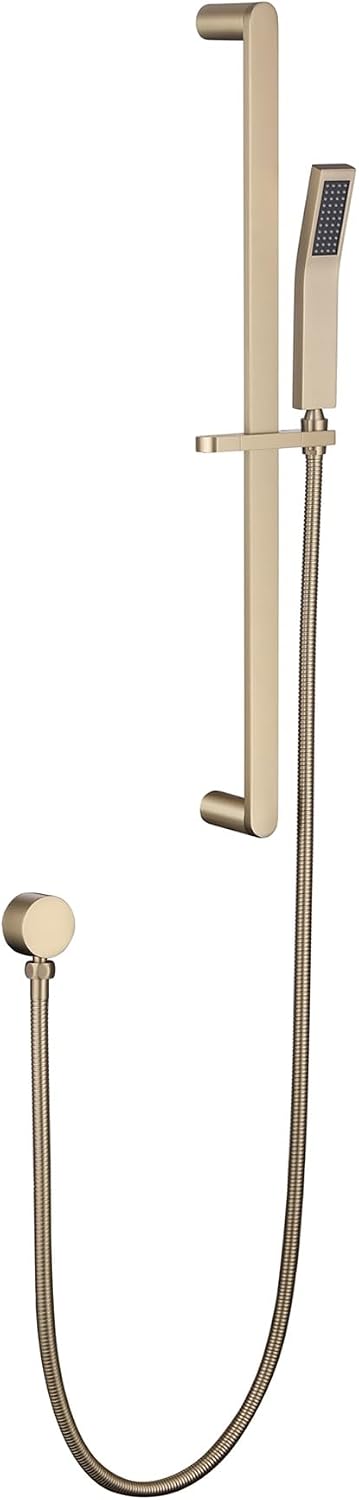Shower Slide Bar Handheld Shower Head with Hose, Bathroom Showerhead with Handle Spray, High Pressure Shower Slide Bar Height Adjustable with 59.06 Inch Stainless Steel Hose Brushed Gold