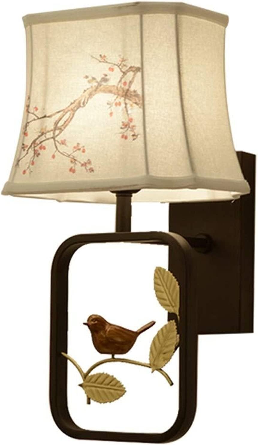Modern Chinese Style Minimalist Bedroom Bedside Lamp Wall Lamp Indoor Toilet Black Wrought Iron Lighthouse Fabric Lampshade 1 Light Source Aisle Stairs Corridor Wall Lamp 46 * 26cm Elegant