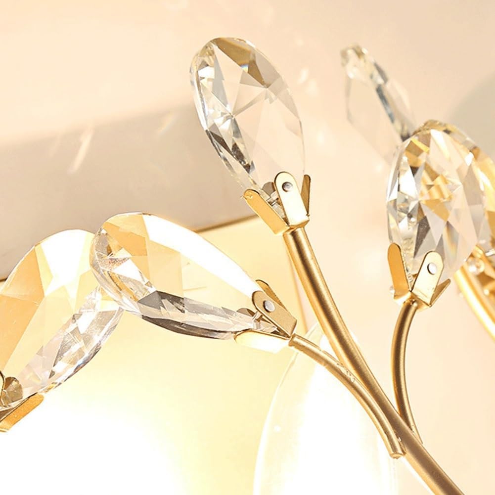 KISAD Creative Retro Crystal Wall Sconces Wrought Iron Crystal Branches Wall Light Wall Mounted Lighting Fixture for Dining Room Bathroom Bedroom Living Room Entryway (Color : Gold)