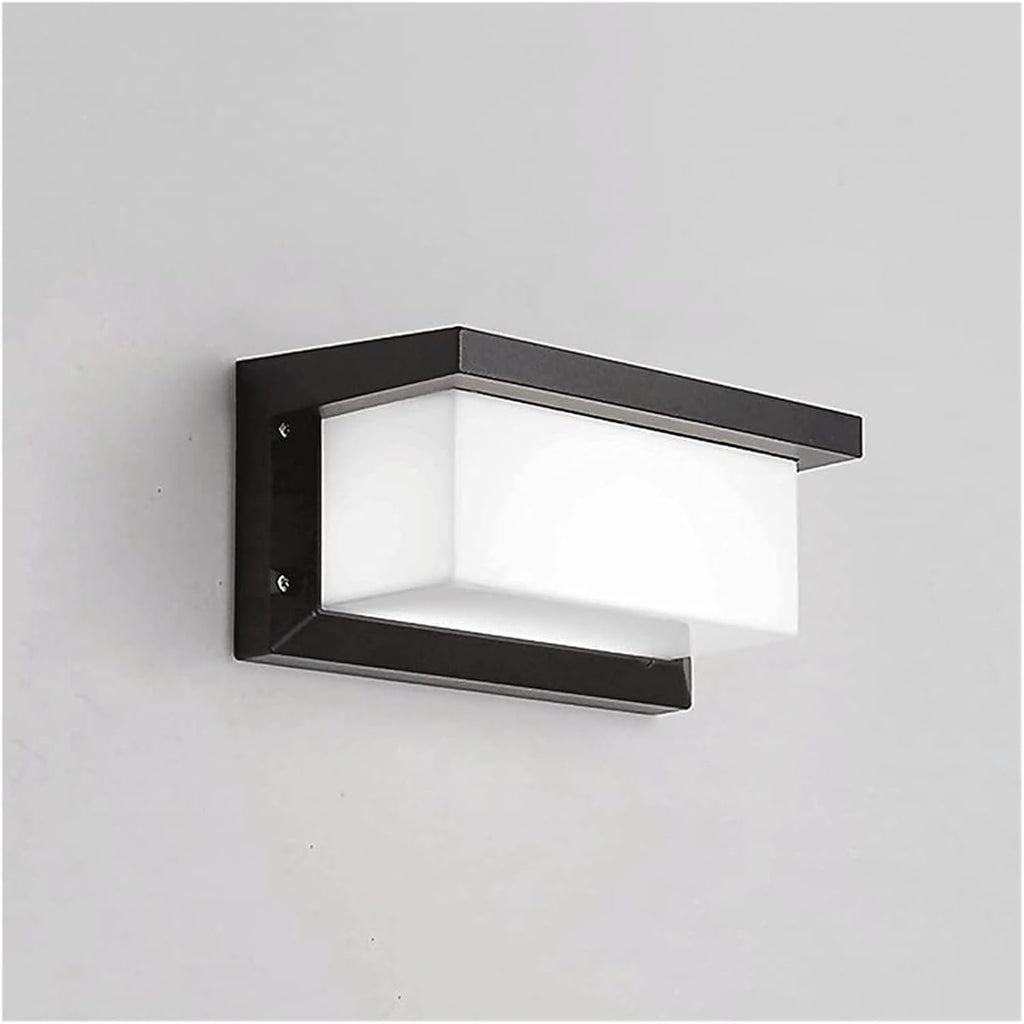 Wall Lamp Outdoor LED Square Metal Partition Wall Sconce Lighting Fixture Milky White Lampshade Black Wrought Iron Lights,Wall Lights