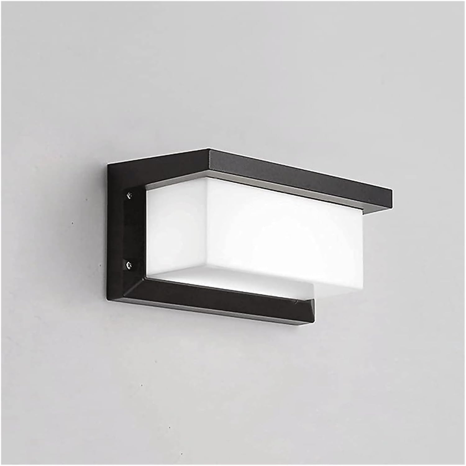 Wall Lamp Outdoor LED Square Metal Partition Wall Sconce Lighting Fixture Milky White Lampshade Black Wrought Iron Lights,Wall Lights