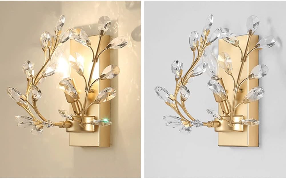 Wall Lighting Fixtures LED Crystal Aisle Wall Lamp American Style Wrought Iron Candle Wall Sconce Wall Mounted Lighting Fixture for Bathroom Bedroom Living Dining Room Entryway Aisle Decor ( Color : G