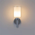 Indoor Single-Head Wall Light Simple Wrought Iron Lamp Body + Cylindrical Glass Lampshade Sconces E27 Lighting Fixture Two-Layer Lampshade Bedroom Bedside Sconce Lights