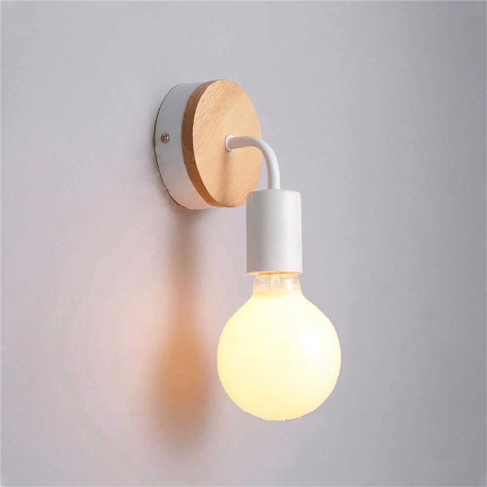 Nordic Solid Single Head Wall Lamp Modern Wrought Iron Wall Sconce Bedroom Bedside Wall Light Fixture Wall Mount Lighting for Corridor Aisle Vanity Mirror Decoration(White)(Black)