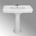 Renovators Supply Manufacturing Darbyshire 34'W x 22.5' D x 32' H Large Bathroom Pedestal Sink. Vitreous China with Overflow, 4 in. Centerset Faucets