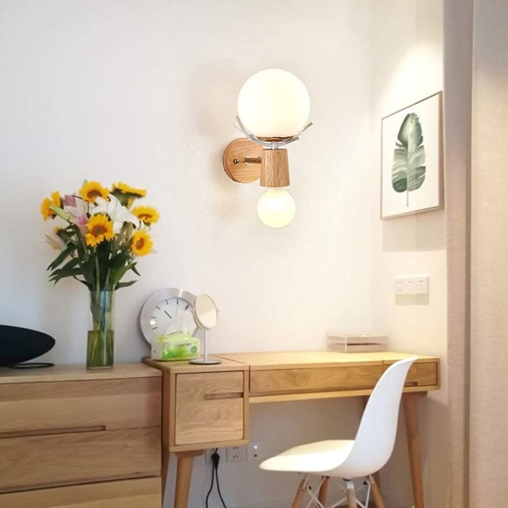 Modern Chandelier Light Fixture Wall E27 Lamp Wrought Iron Personality Bedside Bedroom Aisle Staircase Corridor(White)