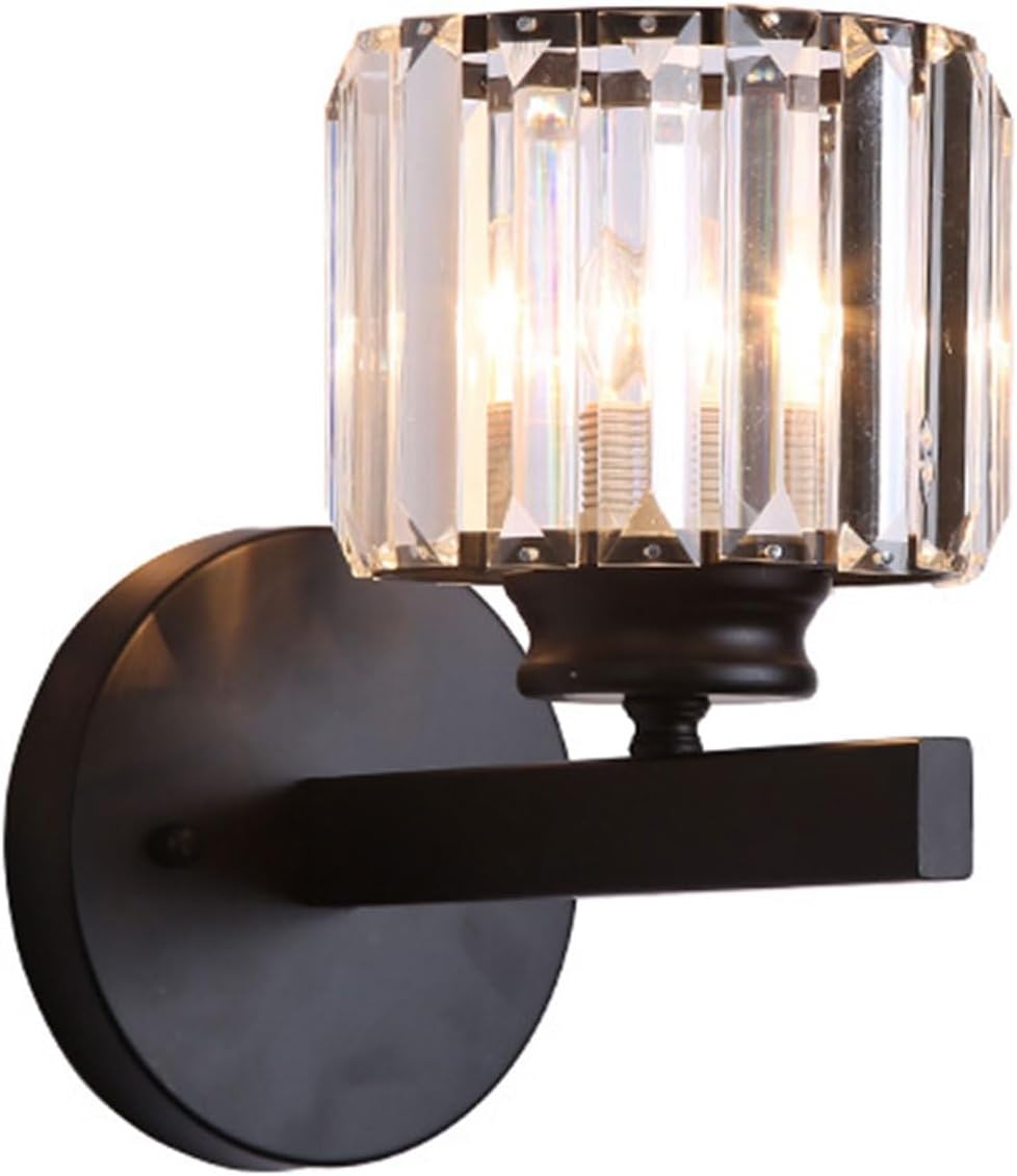 Clear Glass Prisms Wall Sconces Nordic Modern Wrought Iron Wall Light Wall Mounted Lighting Fixture for Bedroom Bedside Living Room Hallway Bathroom Vanity Lamp
