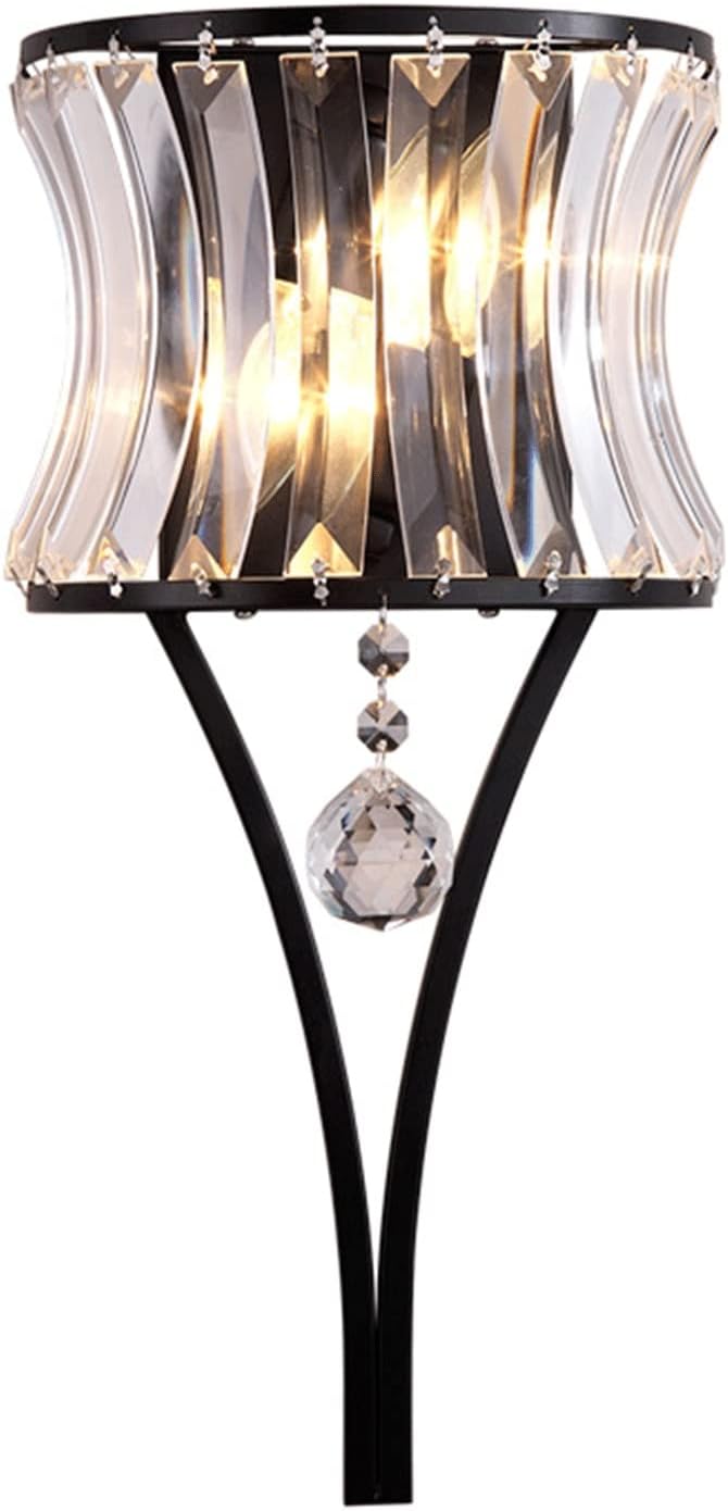 Wall Lighting Fixtures European-Style Crystal Wall Light Antique Wrought Iron Glass Wall Sconces Retro Art Decor Lighting Fixture for Hotel Bar Living Room Bathroom Hallway Villa Bedroom Kitche/