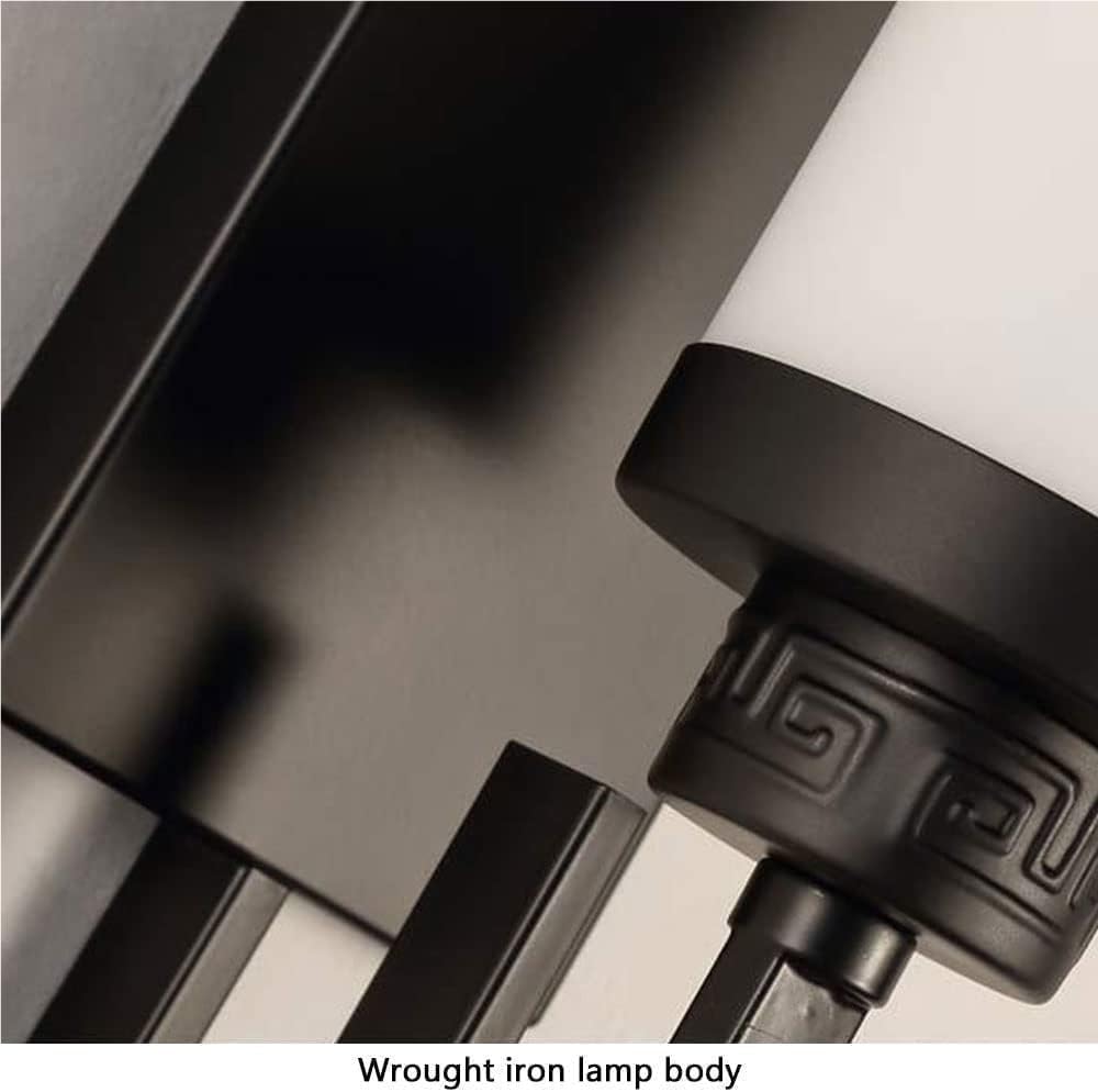 Living Room Dining Room Decorative Wall Sconce Modern Minimalist Glass Wrought Iron Wall Lamp Creative Household Lighting Fixtures Bedroom Bedside Night Wall Light(Black)