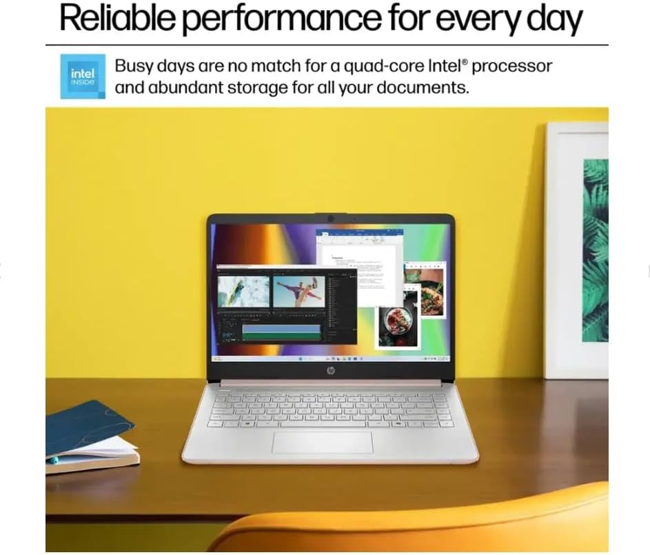 HP Student Laptop, Intel Processor N150(up to 3.6 GHz), 14 Inch LED Screen,16G RAM, 128GB Storange,One Year Office 365, Windows 11 Home,w/YYY Bundle,Rose Gold
