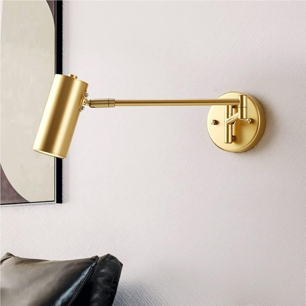 E27 Foldable Wall Sconce Golden Wrought Iron Wall Lamp Modern Wall Mount Light Fixture for Bedroom Bedside Study and Reading Nook(Gold)(Gold)