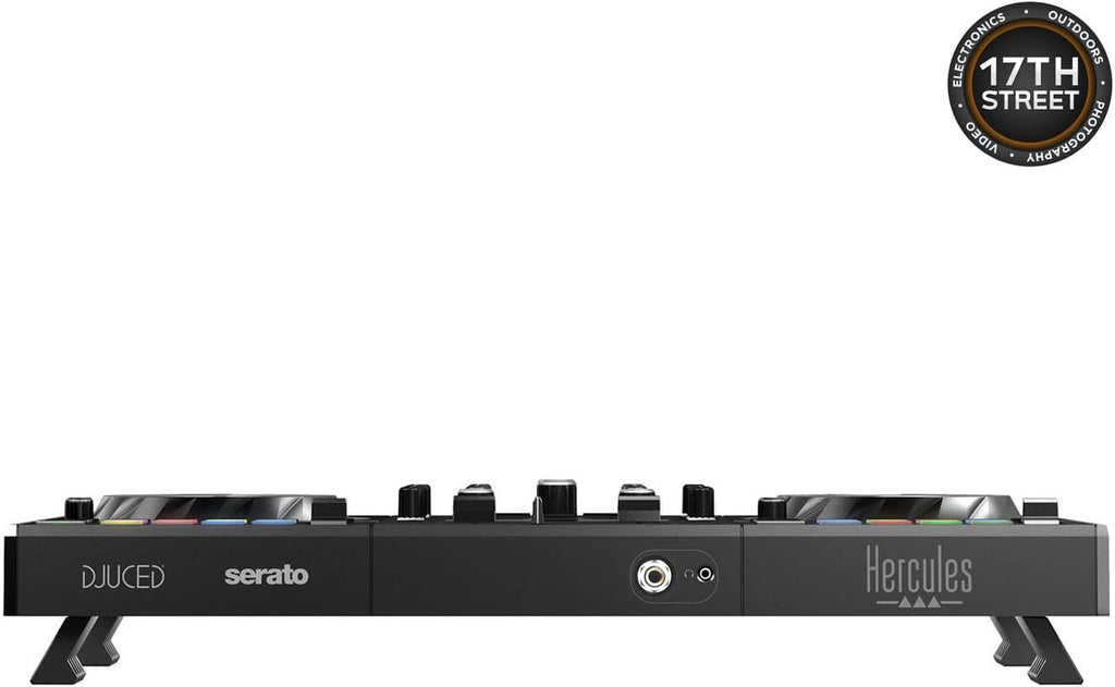 Hercules DJ Control Inpulse 500 Portable USB DJ Controller - 2-Deck DJ Controller with On Stage AA3500 Wired Headphones, Laptop Stand & Cleaning Cloth - Includes DJUCED and Serato DJ Lite (Bundle Set)