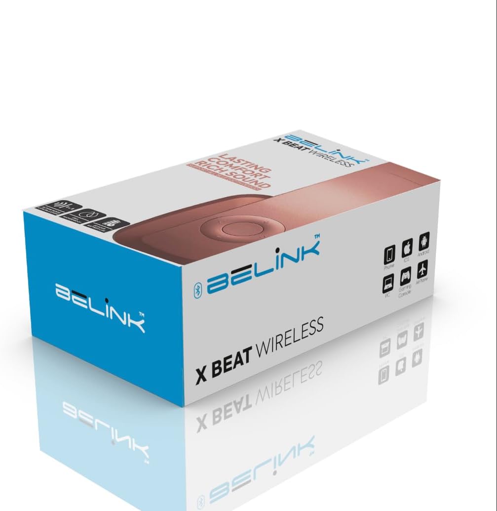 X Beat Wireless Foldable Headphones with Zip Case Rose Gold