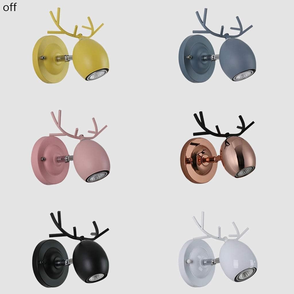Wall Light Wrought Iron Wall Lamp Nordic Creative Antlers Light Bedroom Sconce for Living Room Bedside Dining Fixtures Decor(Rose Gold)