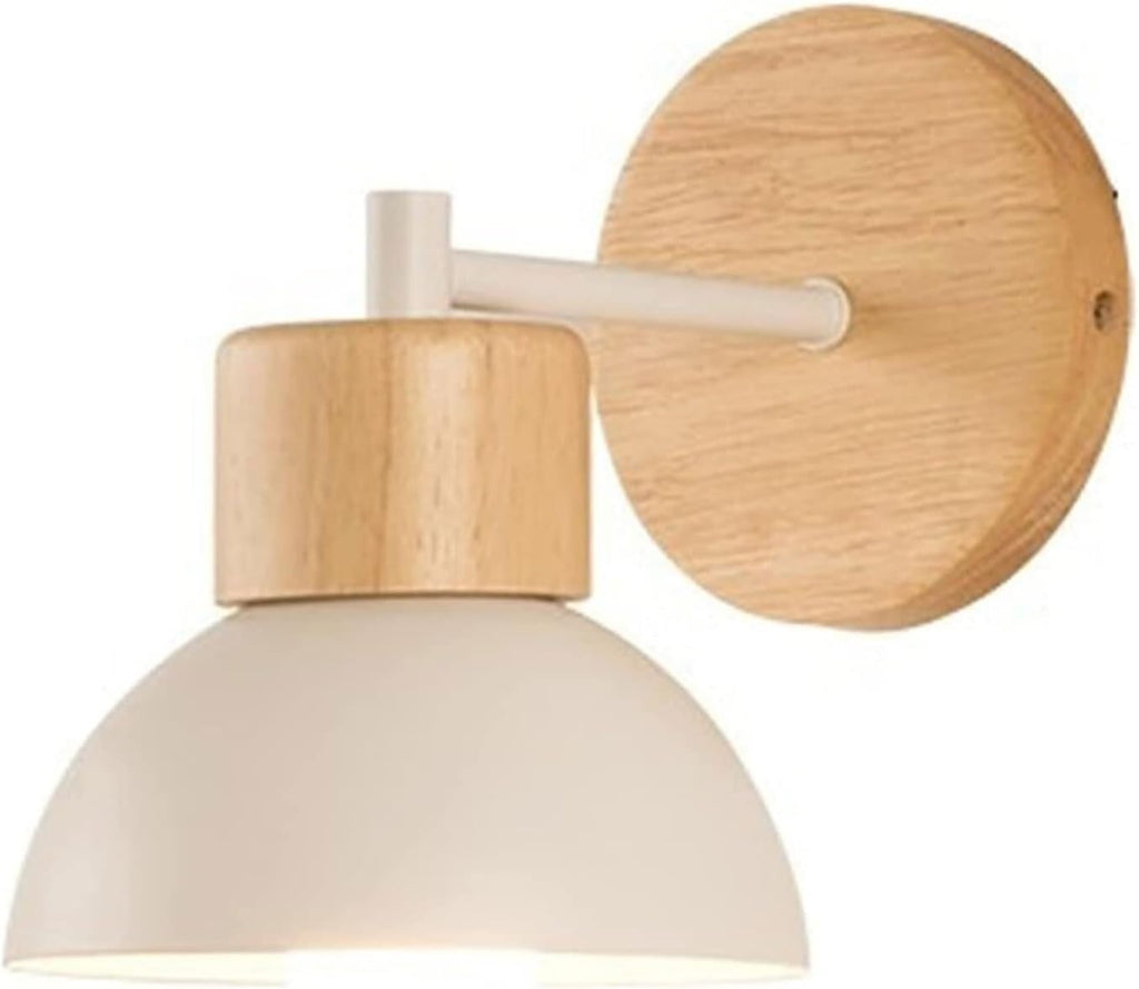 Nordic Style Wrought Iron Wall Sconce Modern Solid Wood Chassis Wall Lamp Wall Mounted Lighting Fixture for Bedroom Bedside Living Room Corridor Study Bathroom Vanity Mirror