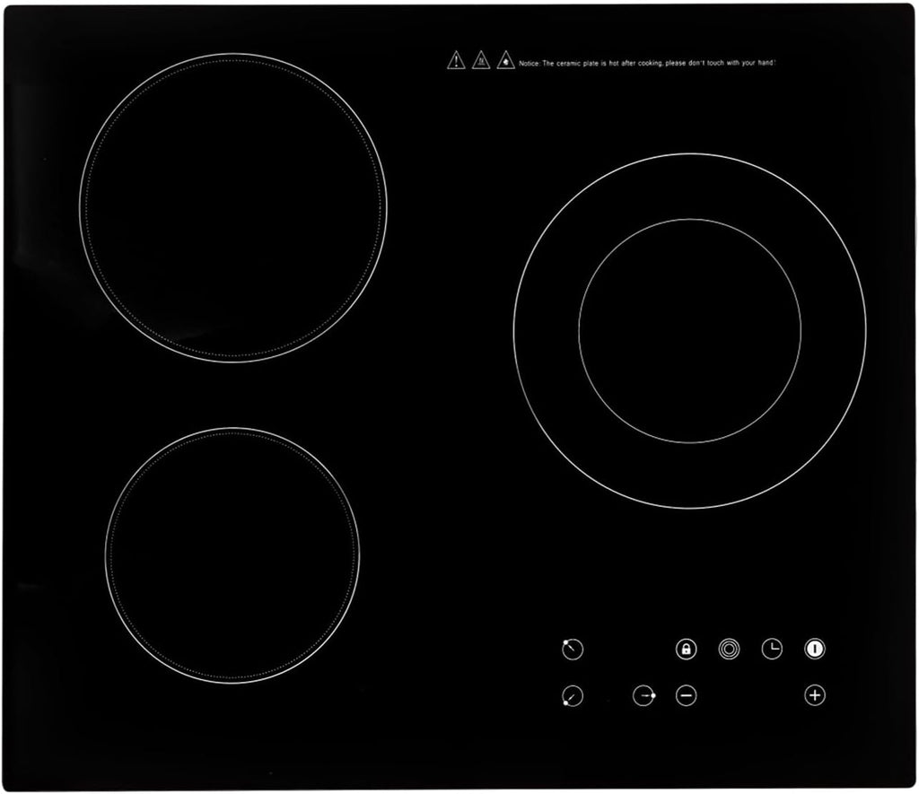 3-Burner Electric Cooktop, 2600W 110V Ceramic Stove Top with Touch Control, 9 Power Levels & Timer, 2+1 Induction Hotplate, Black Countertop Burner for Cooking