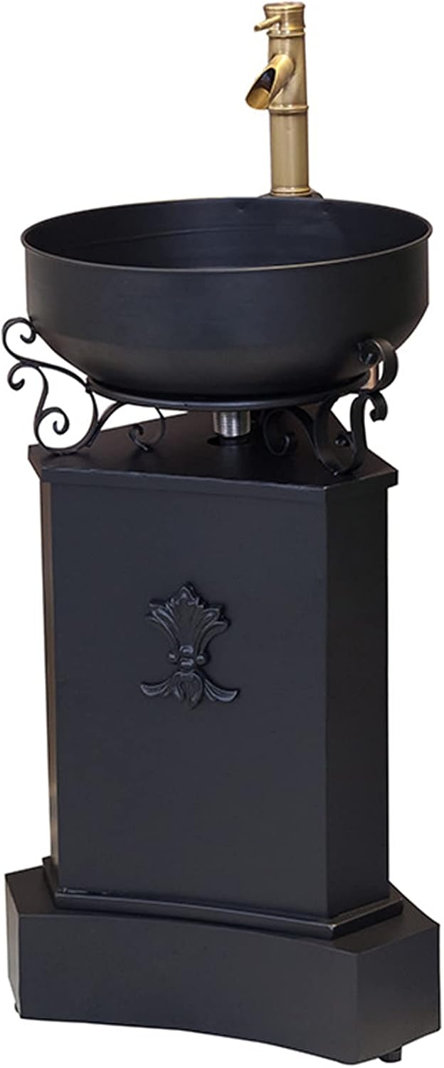 Free Standing Bathroom Vanity Unit, Industrial Style Wrought Iron Sink Bathroom Cabinet with Faucet and Drain 16.9 x 33.4 in,Orange, Black