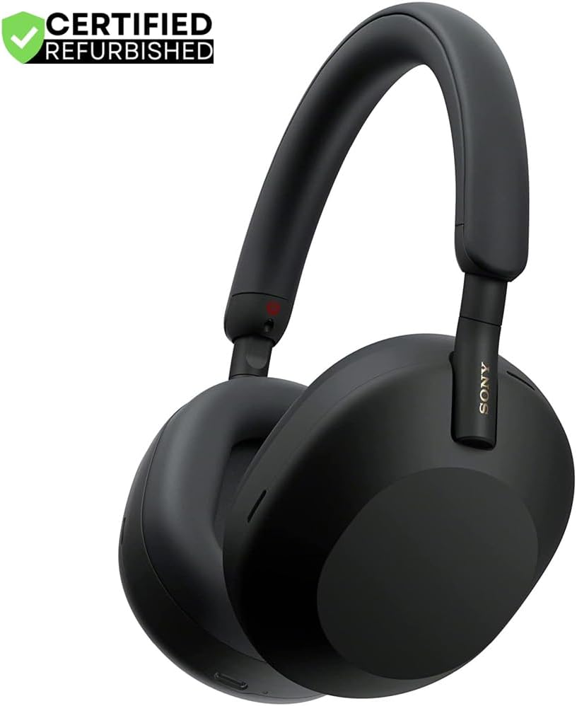 Sony (Refurbished WH1000XM5/B Wireless Industry Leading Noise Canceling Headphones Black Bundle with 2 YR CPS Enhanced Protection Pack (Renewed)