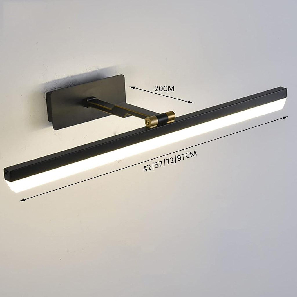 Mirror Light Simple Modern Mirror Front Light European Style Black Wrought Iron Acrylic Home Bathroom Toilet Waterproof Makeup Led Cabinet Lamp Bedside Wall Light, 42cm,Neutral Light,Wall Light (C