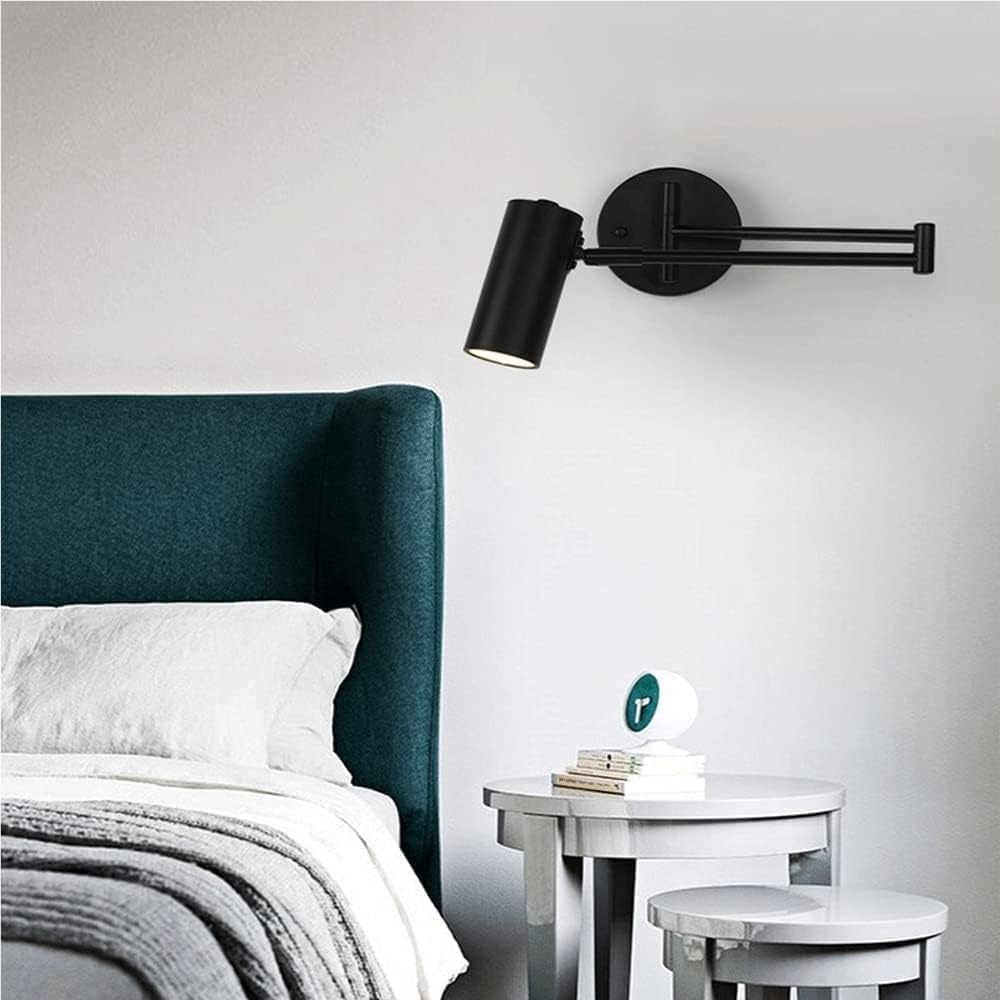 E27 Foldable Wall Sconce Golden Wrought Iron Wall Lamp Modern Wall Mount Light Fixture for Bedroom Bedside Study and Reading Nook(Gold)(Black)