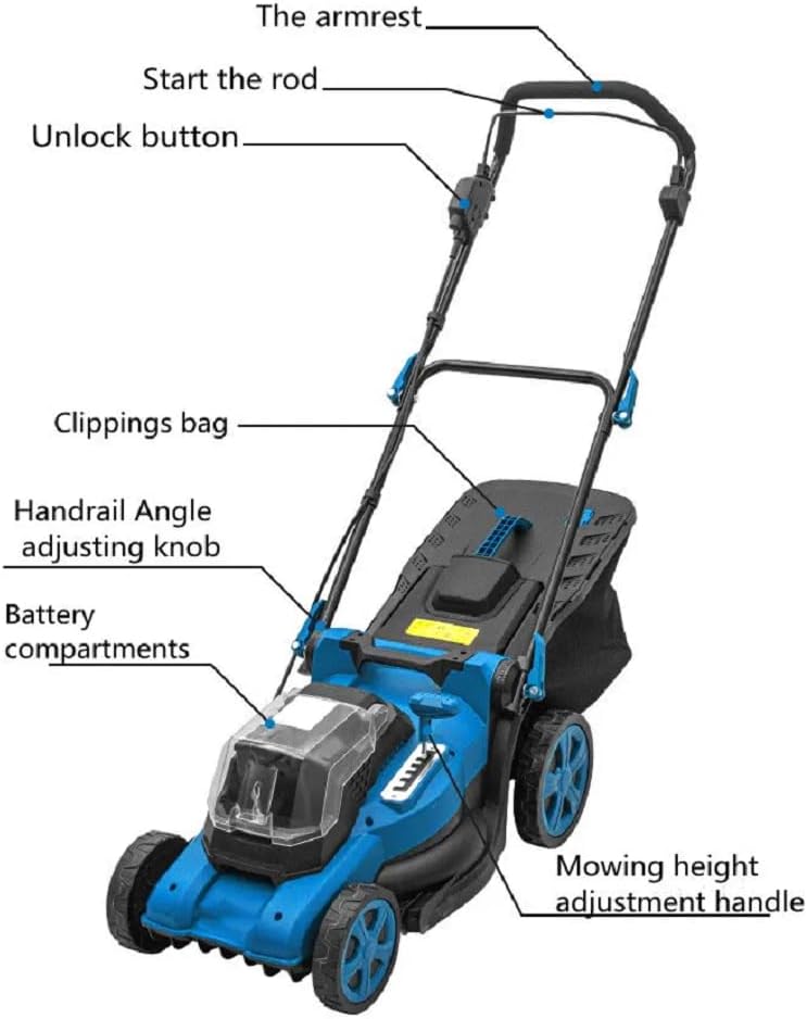 Home Use Grass Cutting Machine Electric Cordless Hand Push Lawn Mower Grass Box