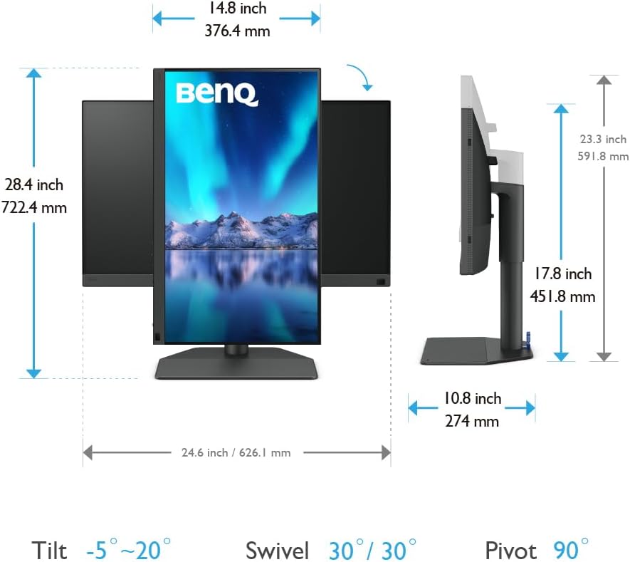 BenQ SW272U 27-inch 4K 90W USB-C Photographer Monitor, 99% Adobe RGB/DCI-P3/Display P3, Nano Matte Panel with TUV Anti-Reflection Certification, 1.07 Billion Colors, 16 bit 3D LUT, HDR