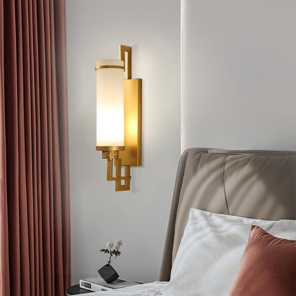 Antique Wrought Iron Wall Light with Cylinder Glass Shade | E27 Decorative Sconce for Mirror, Bedroom, Bathroom & Entryway – Hardwired Lighting Fixture T-155(d)