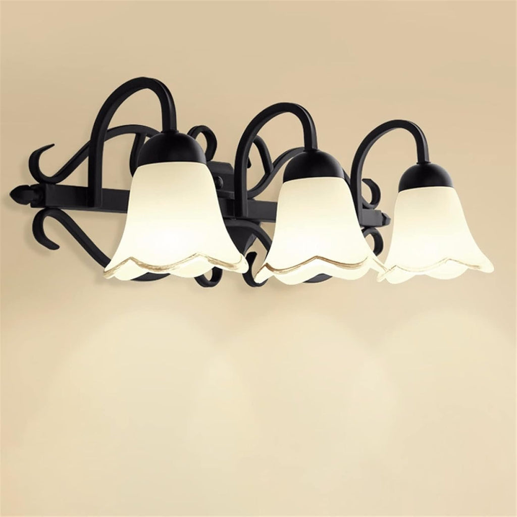 European Wall Light Mirror Light Compatible with Bathroom - American Black Finishing Fixture Wall Lamp, Wrought Iron Wall Light Compatible with Vanity Make Up Picture Display Wall Sconce - Makeup Mirr