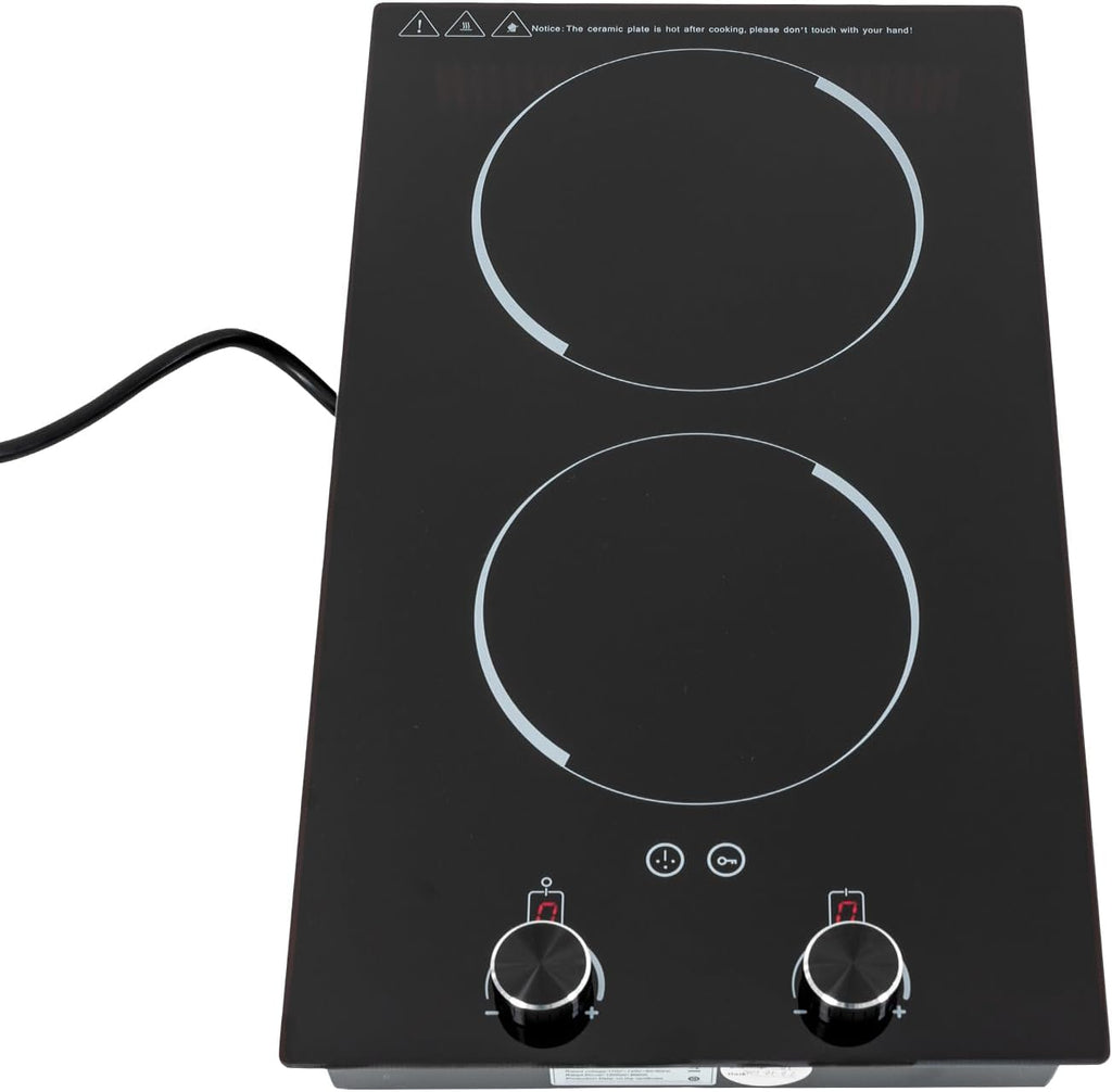Electric Induction Cooker, 2100W Double Induction Cooktop Burner, Electric Induction Cooker Hot Plate, 9 Power Levels, Knob Control 2-Burner Countertop Induction Cooker for Kitchens, Restaurants