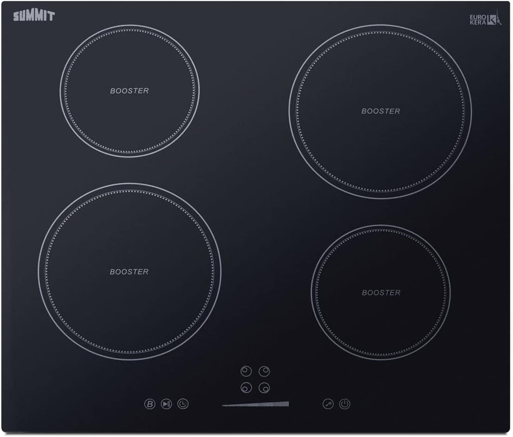 Summit 24' Induction Cooktop, 4 Cooking Zones, 208-240V Electric Cooktop, ADA Compliant Design, Black - SINC4B241B