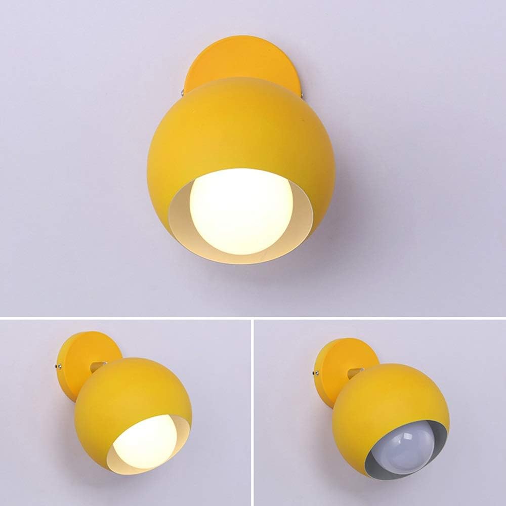 Wall lamp, Clothing Store Coffee Shop 180 Degree Adjustment Wrought Iron Wall Light Fixtures Bedroom Study Girl Room Wall Sconces E27 Screw Aisle Corridor Decorative Lighting Wall Lamp(Yellow)