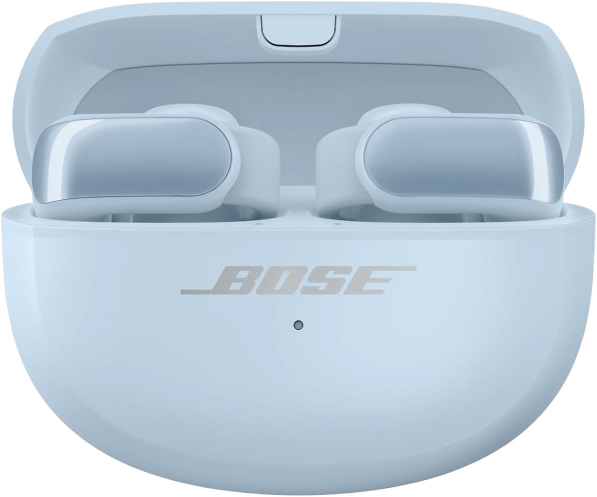 Bose Ultra Open Earbuds with Immersive Audio, Open Ear Wireless Clip on Earbuds for Comfort, OpenAudio for Awareness, Bundle Silicone Case Cover for Ultra Open Earbuds (Moonstone Blue)