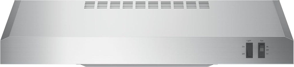 GE 24in. Under Cabinet Range Hood, convertible Duct, 2 Speed Exhaust Fan, Front Control and Reusable Filter, Stainless Steel