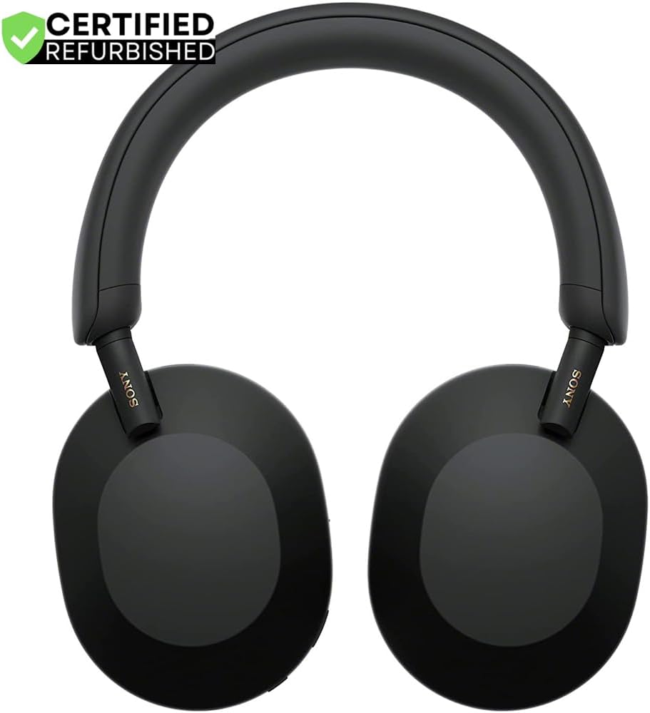 Sony (Refurbished WH1000XM5/B Wireless Industry Leading Noise Canceling Headphones Black Bundle with 2 YR CPS Enhanced Protection Pack (Renewed)