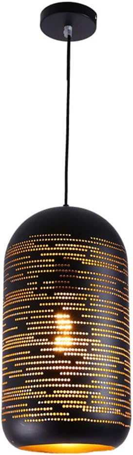 Chandelier, Black Wrought Iron Chandelier Retro Industrial Lamp Single Headlight Pendant Light Chandelier Metal Shade Hanging Lighting Fixtures Restaurant Bar Cafe(7.8in*15.3in)