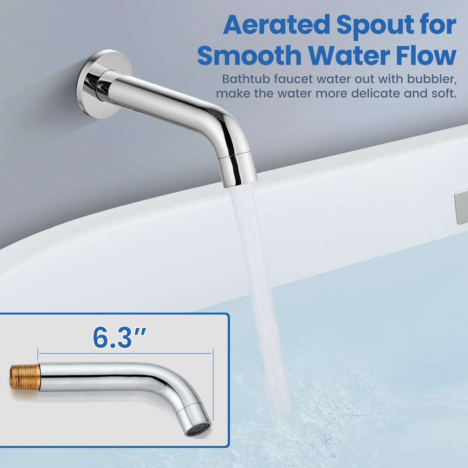 Airuida 3-Function Rain Shower System Set – Wall Mount Tub Shower Combo with Handheld Shower and Tub Spout,8 Inch Shower Head,Polished Chrome